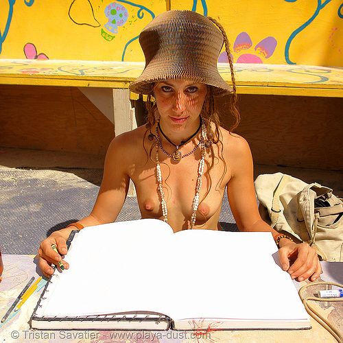 blank book - paper hat - tiggrr and - burning-man 2006