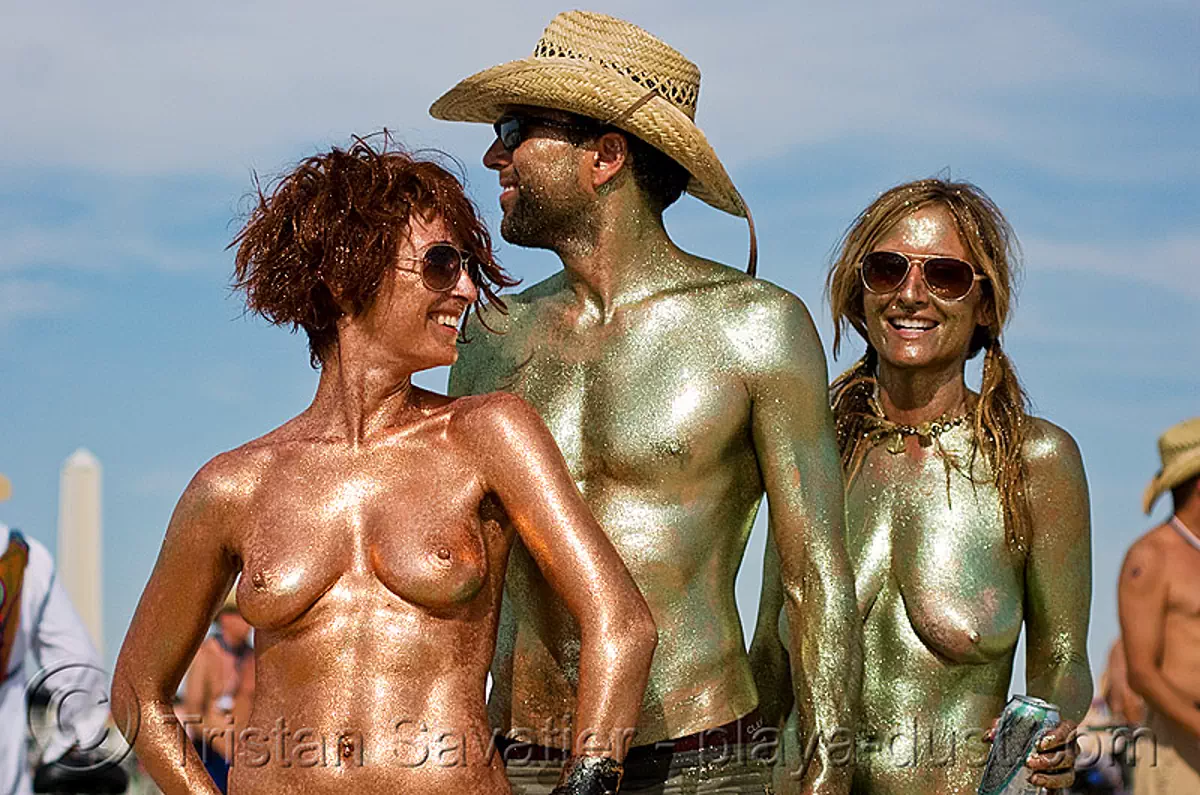 Burning Man - People in Glittery Body Painting