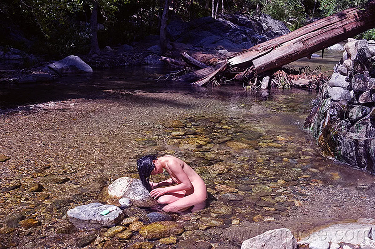 Woman Bathing in River