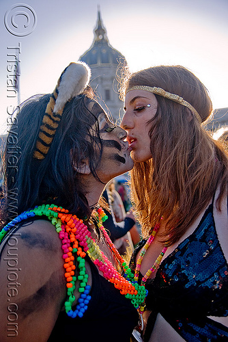 girls kissing - lovefest (san francisco), backlight, dating, french kiss, girls, kandi kid, kandi raver, kissing, lovevolution, making out, raver outfits, ravers, women