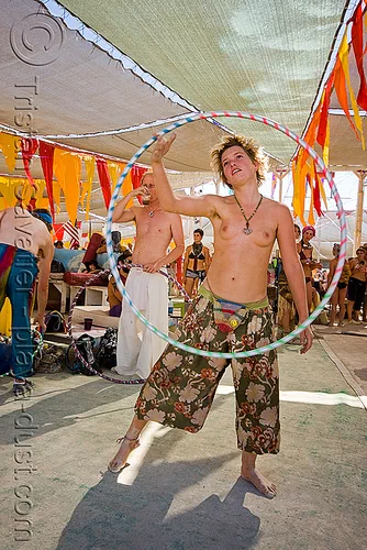 burning man - gabrielle with hula hoop, hula hoop, hula hooper, hula hooping, topless, woman