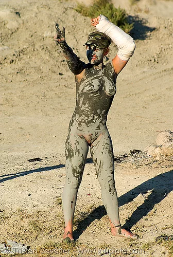 mud bath - woman (trego hot springs, black rock desert, nevada), mud bath, muddy, trego hot springs, woman