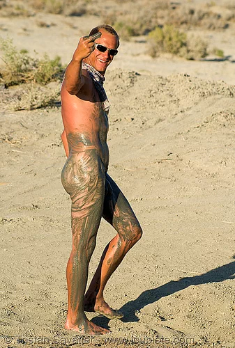 muddy naked man (trego hot springs, black rock desert, nevada), chip, finger, man, mud bath, muddy, nude, trego hot springs