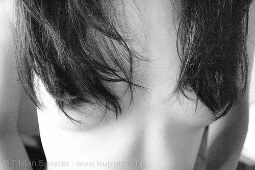 woman with long hair over breasts, chinese woman, long hair, topless